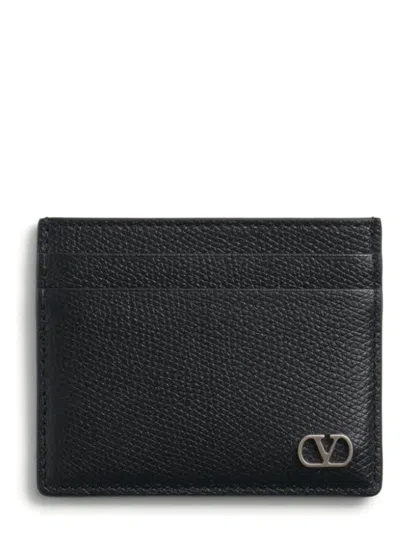 VALENTINO GARAVANI MEN'S VLOGO SIGNATURE CALFSKIN CARDHOLDER