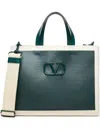Valentino Vlogo Signature Tote Bag In Naturale,verde College,sabbia