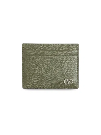 Valentino Garavani Men's Vlogo Signature Card Holder In Grainy Calfskin In Green