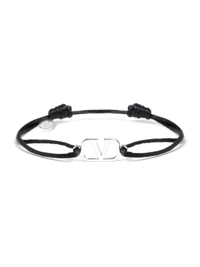 Valentino Garavani Men's Vlogo Signature Cotton Bracelet In Black
