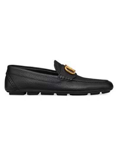 Valentino Garavani Men's Vlogo Signature Grainy Calfskin Driving Loafers In Black