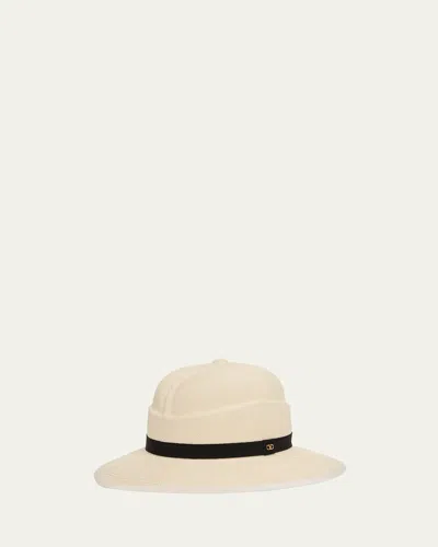 Valentino Garavani Men's Vlogo Signature Large Brim Fedora Hat In Neutral
