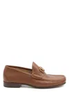 Valentino Vlogo Signature Loafers Gold-tone Hardware In Leather Brown