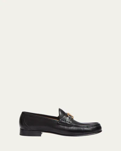 VALENTINO GARAVANI MEN'S VLOGO SIGNATURE LEATHER PENNY LOAFERS