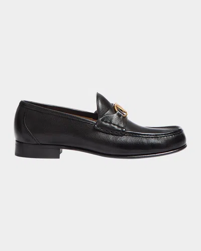 VALENTINO GARAVANI MEN'S VLOGO SIGNATURE LEATHER PENNY LOAFERS