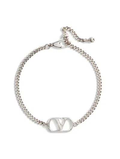 Valentino Garavani Men's Vlogo Signature Metal Bracelet In Silver