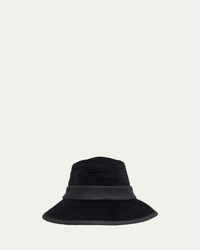 Valentino Garavani Men's Vlogo Velvet Fedora Hat In Black/gold
