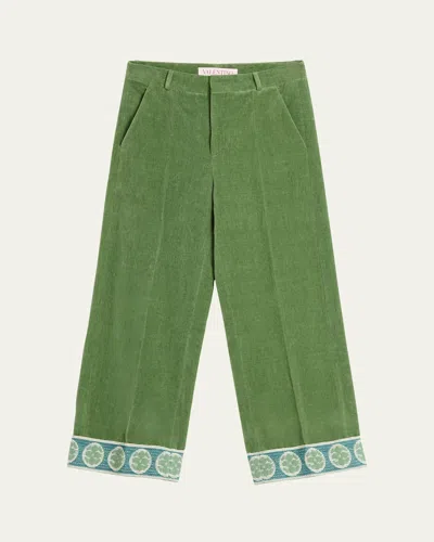 VALENTINO MEN'S WASHED VELVET CUFFED TROUSERS