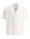 VALENTINO MEN'S WHITE BOWLING SHIRT WITH UNIQUE V DETAIL FOR SS24