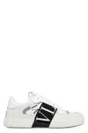 VALENTINO GARAVANI MEN'S WHITE LOW-TOP SNEAKERS: LEATHER AND FABRIC WITH RUBBER SOLES FOR SS24