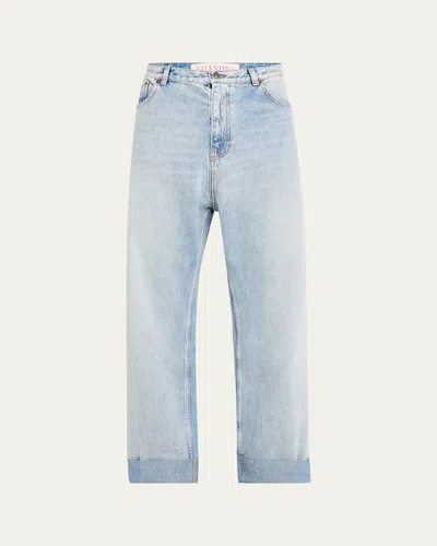 Valentino Men's Wide-leg Denim Jeans In Lt Denim