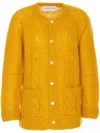 Valentino Mens Patch-pocket Mohair-blend Cable Knit Cardigan Ocra In Multicolor