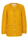 Valentino Mens Patch-pocket Mohair-blend Cable Knit Cardigan Ocra In Orange