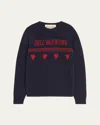 Valentino Wool Sweater Heart Motif In Blue