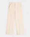 Valentino Wool Gabardine Trousers With Turn-ups In Butter