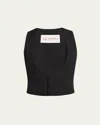 Valentino Black Wool Grain De Poudre Slim Fit Vest In Black