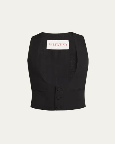 Valentino Men's Wool Grain De Poudre Gilet In Black