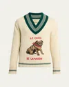 Valentino Butter-coloured Sweater With Le Chien De La Maison Embroidery In Nude