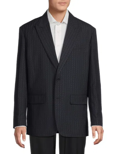 Valentino Men's Wool-mohair Monogram-pattern Jacket