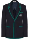 VALENTINO MEN'S WOOL SINGLE-BREASTED BLAZER WITH CONTRASTING TRIMMINGS AND LAPEL COLLAR