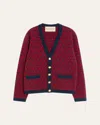 Valentino Toute La V Jacquard Wool Cardigan In Multi
