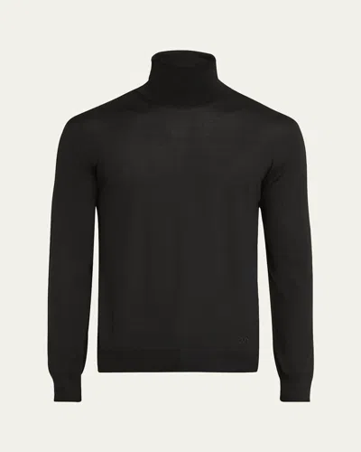 Valentino Men's Wool Turtleneck Sweater In Black