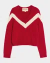 Valentino Garavani Intarsia Wool Jumper In Red