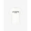 Valentino Cotton Crew Neck T-shirt With Graphic Print In Avorio