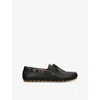 Valentino Garavani 'fastaway' Black Loafers With Vlogo Plaque And Decorative Laces With Logo In Leat In Black