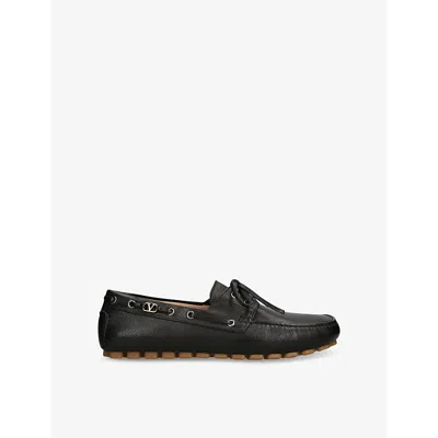 VALENTINO GARAVANI MENS DRIVER FASTAWAY LEATHER LOAFERS BLACK EUR 42.5 / 8.5 UK
