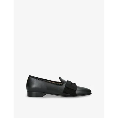 Valentino Garavani Leather Bow-detail Loafers In Black
