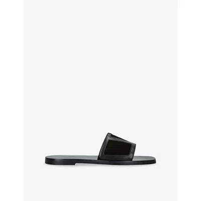 VALENTINO GARAVANI MENS BLACK VIVA SUPERSTAR LEATHER AND SUEDE SANDALS EUR 42 / 8 UK