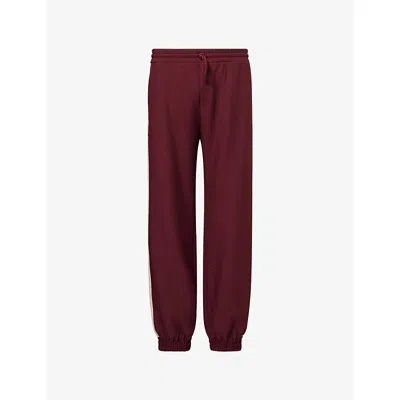 Valentino Mens Bordeaux Vlogo Stripe-trim Woven Track Trousers In Burgundy