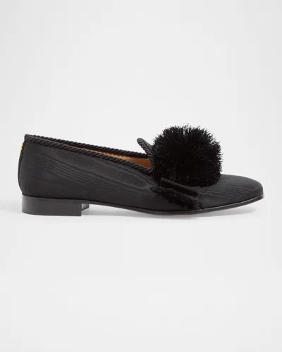 Valentino Garavani Mens Bowow Grosgrain And Pompom Loafers In Black
