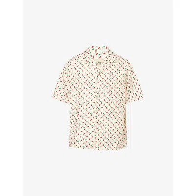 VALENTINO MENS VALENTINO GARAVANI CHERRY-PRINT CAMP-COLLAR COTTON-POPLIN SHIRT