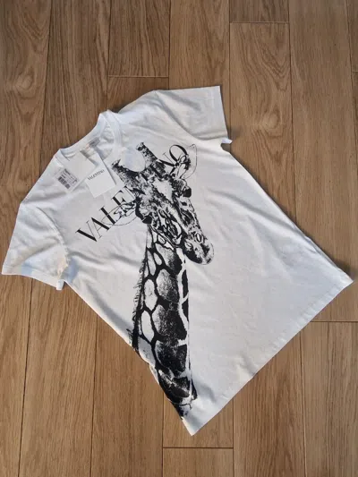 Pre-owned Valentino Mens Giraffe Tshirt Small & Medium Available In White