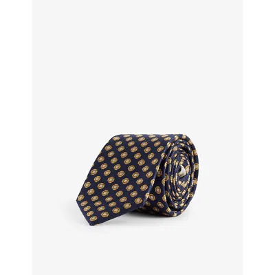 Valentino Garavani Mens  Geometric-pattern Silk Tie In Black