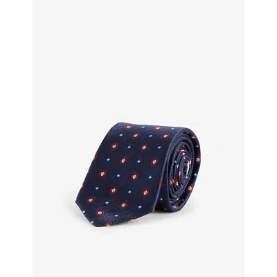 Valentino Garavani Mens  Geometric-pattern Silk Tie In Blue