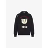 Valentino Crystal-embellished Hooded Sweater With Embroidered Logo In Black