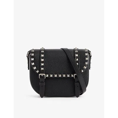 Valentino Garavani Mens  Rockstud Small Grained-leather Messenger Bag In Nero