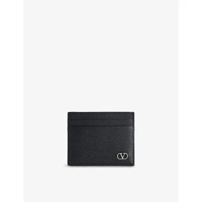 Valentino Garavani Mens Nero Vlogo Leather Card Holder In Black