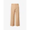 Valentino Wide-leg Trousers With Cuffed Hem And Pleats In Brown