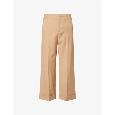Valentino Mens New Camel Relaxed-fit Straight-leg Wool Trousers In Brown