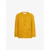 Valentino Mens Patch-pocket Mohair-blend Cable Knit Cardigan Ocra In Ocra