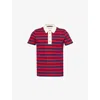 Valentino Garavani Striped Polo Shirt In Rosso/indaco