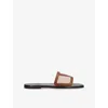 Valentino Garavani Viva Superstar Slide Sandal In Canvas Fabric And Nappa Leather In Tan Comb