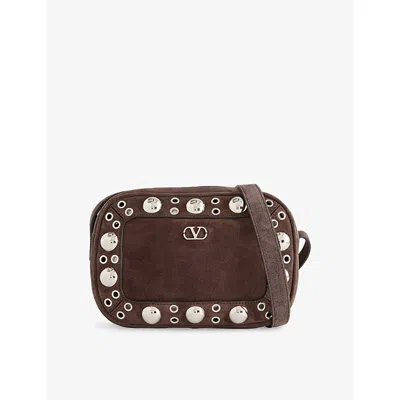 Valentino Garavani Mens Testa Di Moro Nellcote Suede Cross Body Bag In Brown