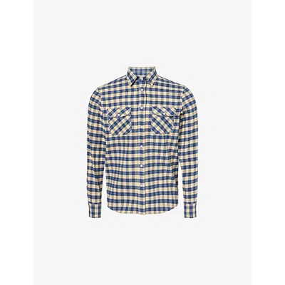 Valentino Mens  Garavani Check-pattern Flannel Cotton Shirt In Check G/indaco/marrone
