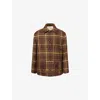 Valentino Checked Fringed Virgin Wool Jacket In Brown