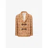Valentino Shawl-collar Cotton And Linen-blend Jacquard Cardigan In Ruggine/latte